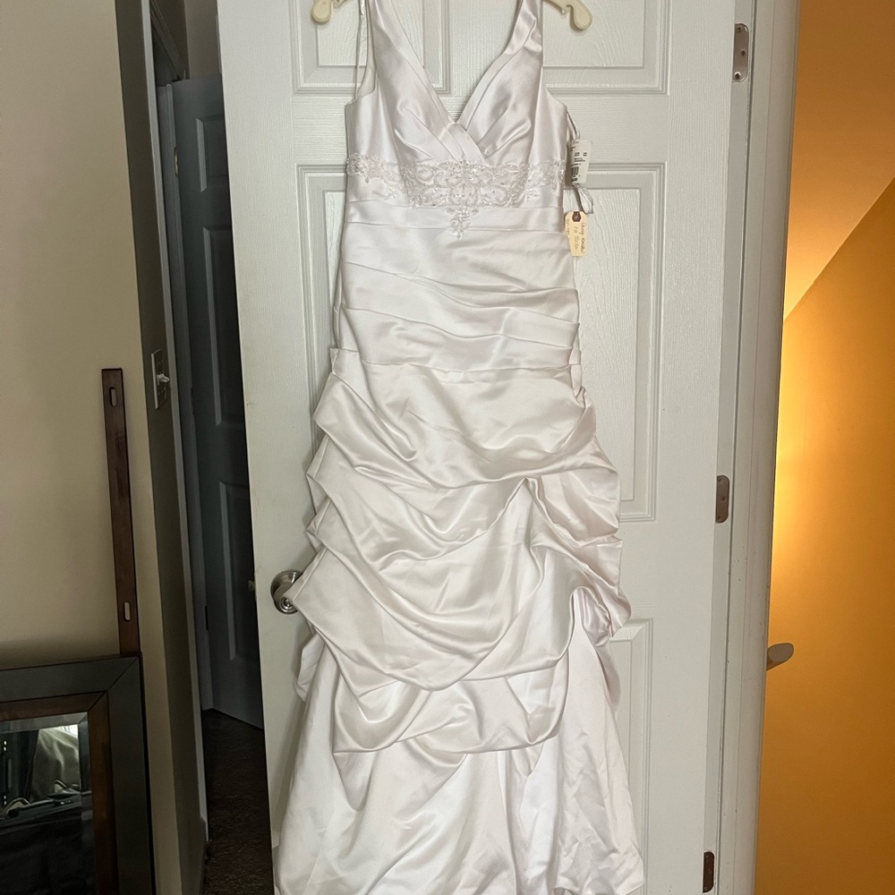 DAVIDS BRIDAL White Satin Gown